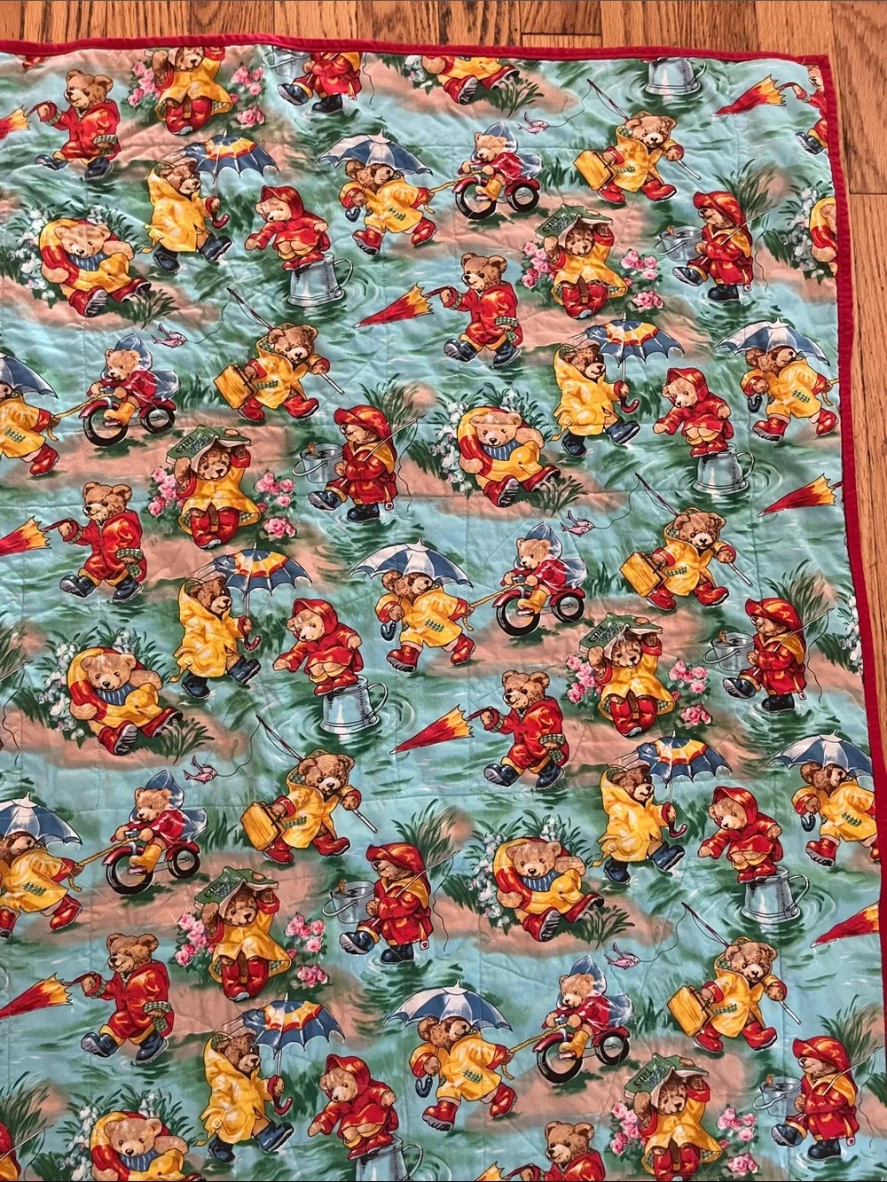 Reversible Bear Handmade Quilt  34” x 42 1/2”